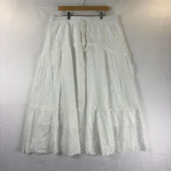 BTFBM Dresses & Skirts - White Eyelet Maxi Skirt - Classic Women's Maxi